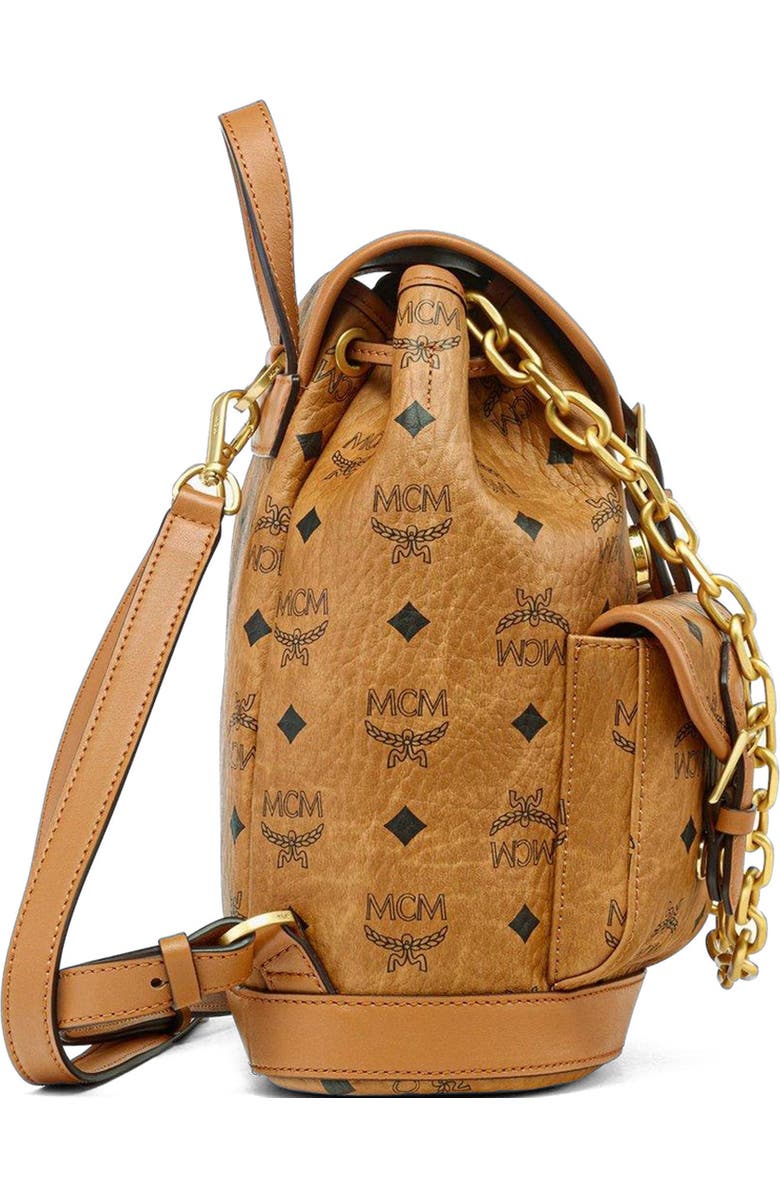 MCM Mini Aren Drawstring Backpack in Visetos, Alternate, color, Brown