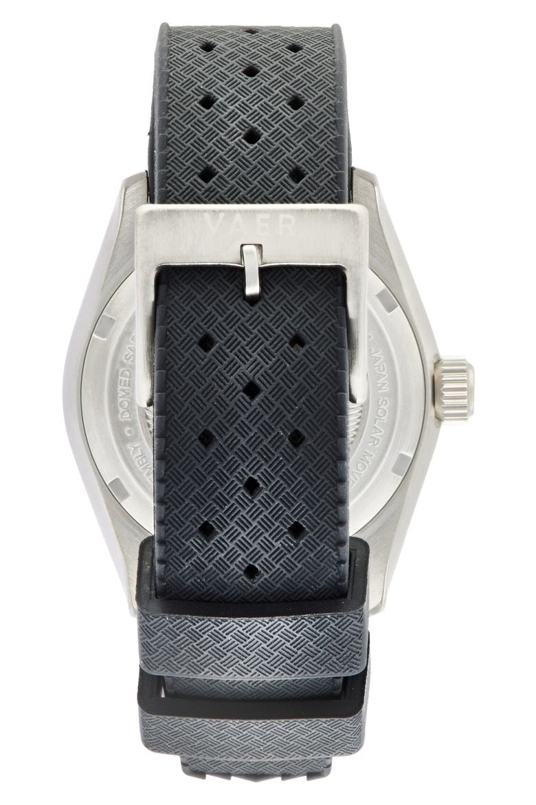 D4 Meridian Black Solar Dive Watch, 38mm, Alternate, color, NAVY/STRAP