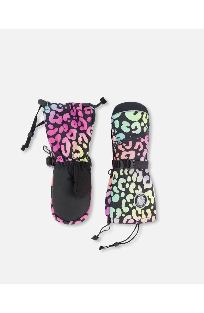 Deux par Deux Girls Winter Mittens Teknik Animal, Main, color, Rainbow Leopard