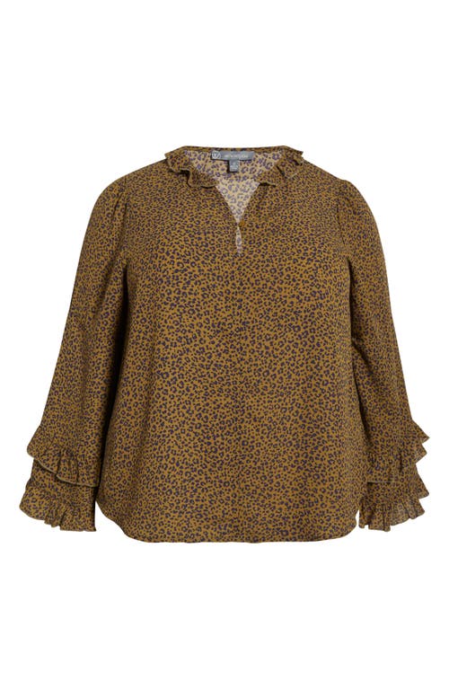 Wit & Wisdom Leopard Print Ruffle Accent Top In Multi