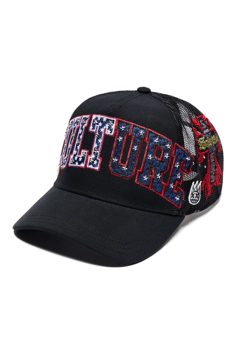 Mesh Back Trucker Baseball Cap, Alternate, color, BLACK