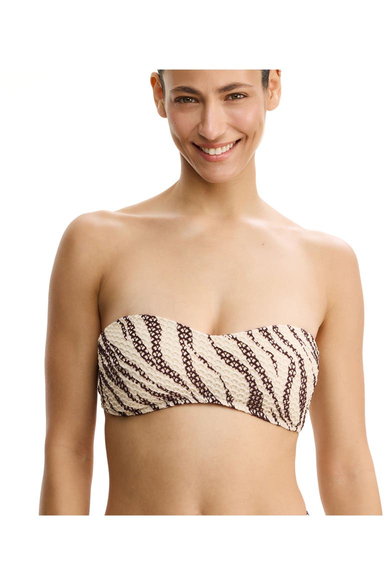 Safari Chic Textured Bandeau Bikini Top, Alternate, color, Cream-Brown