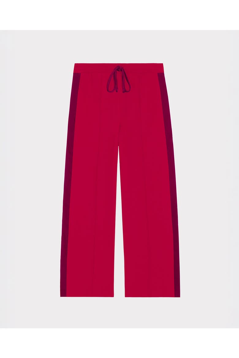 Drawstring Waist Side Stripe Trousers, Alternate, color, Raspberry & Deep Claret Stripe