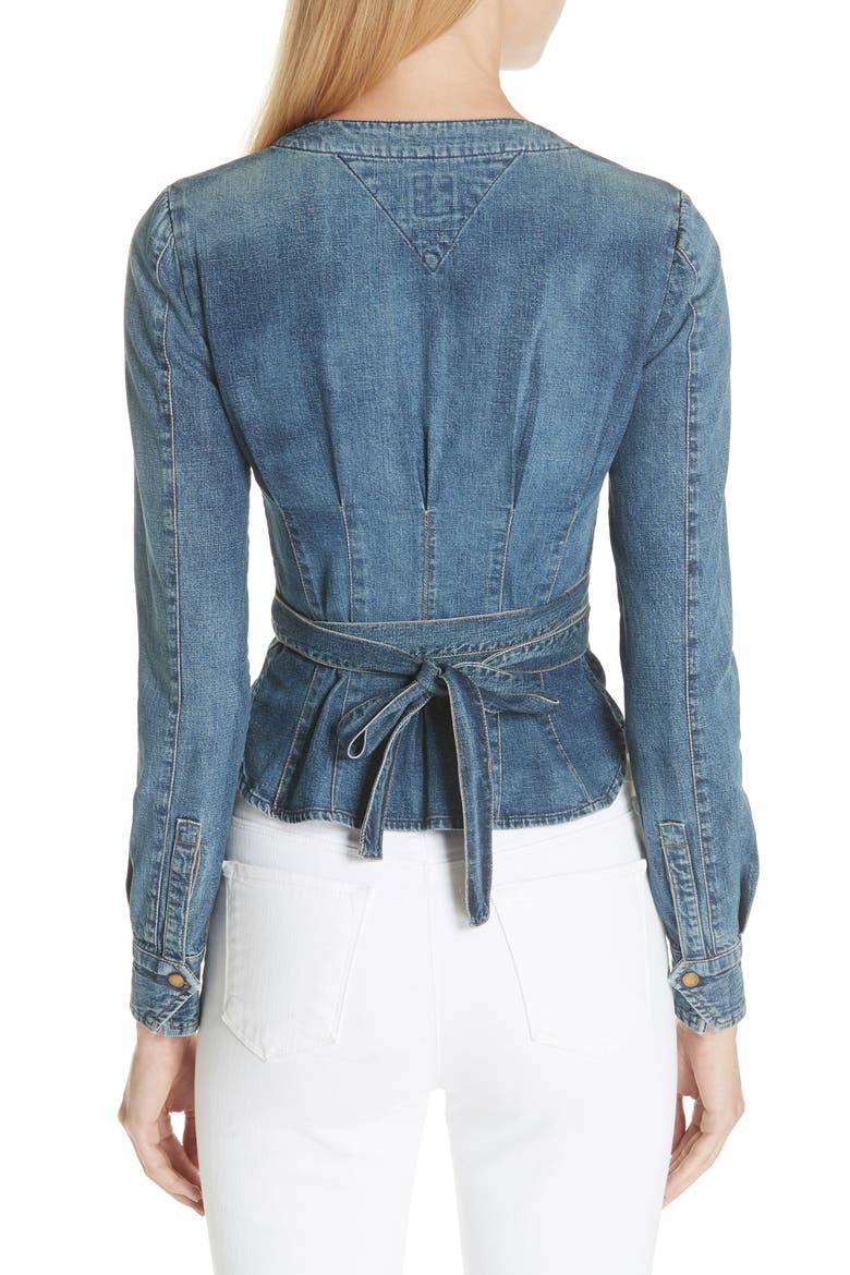 Biba Denim Wrap Top, Alternate, color, NORMANDIE