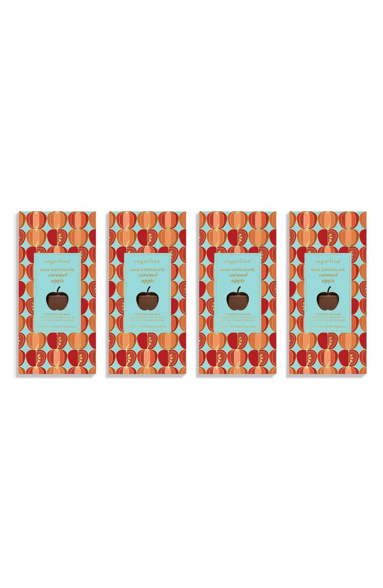 sugarfina Set of 4 Milk Chocolate Caramel Apple Bars, Main, color, 