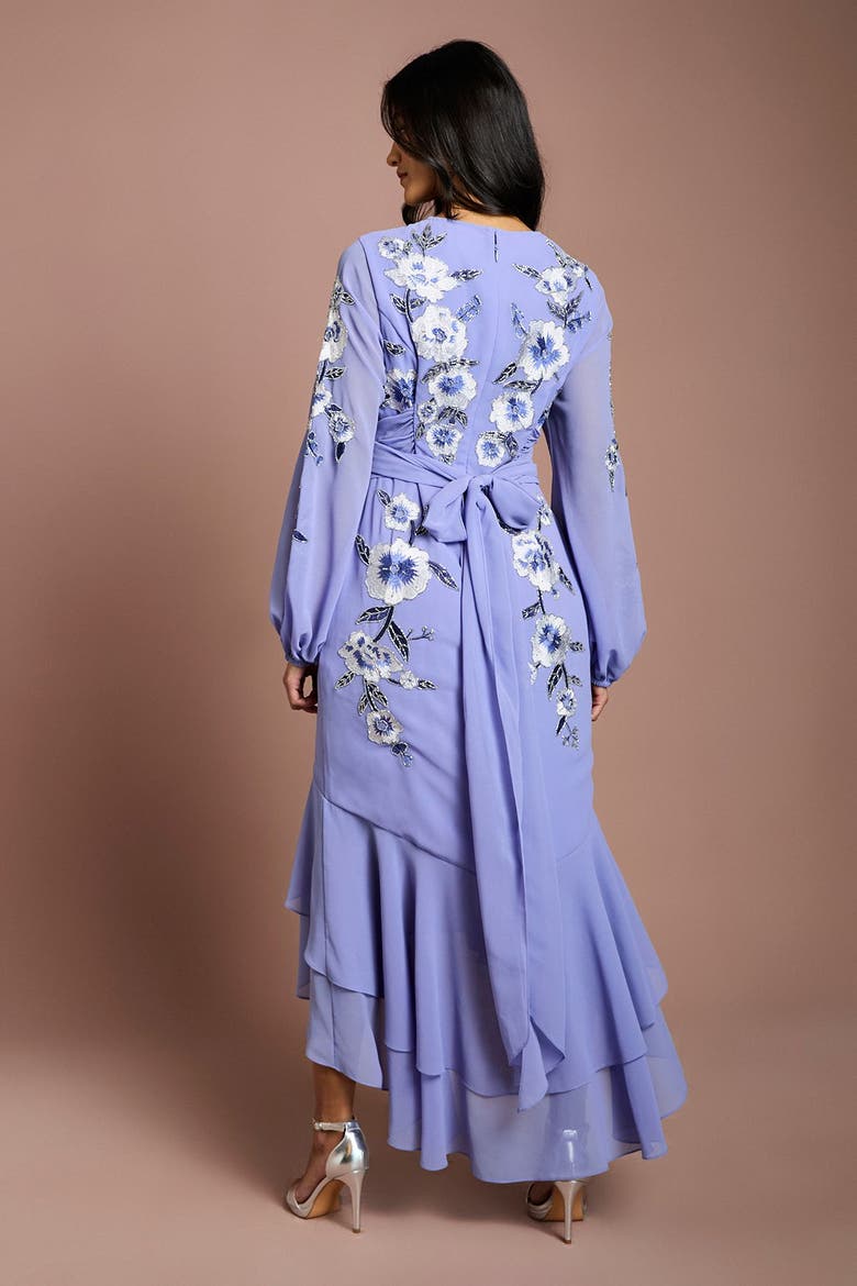 Petite Sequin Fit And Flare Dress, Alternate, color, Cornflower Blue
