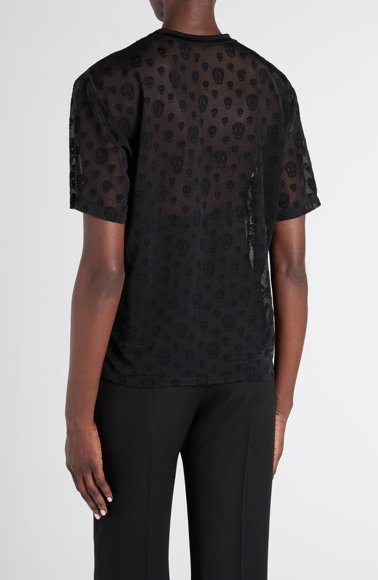 McQueen Skull Sheer Jersey T-Shirt, Alternate, color, Black