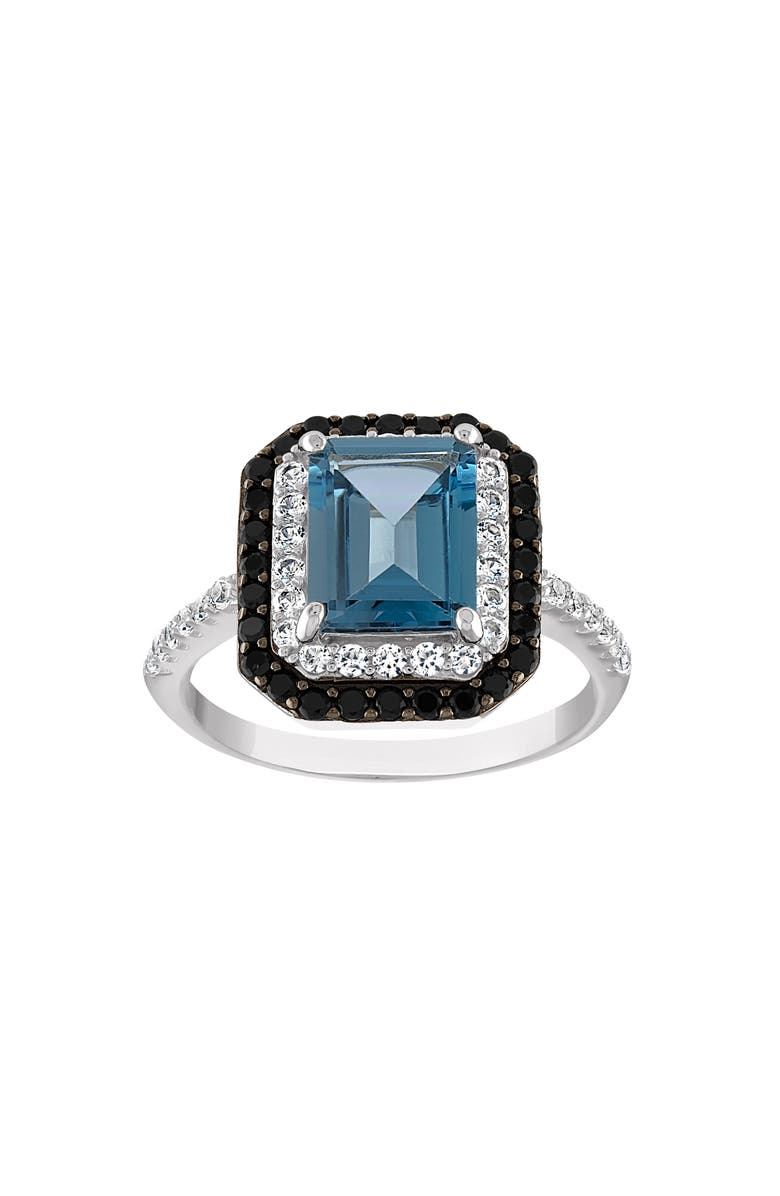 FZN Sterling Silver London Blue Topaz And Black Spinel Ring, Main, color, White Gold/ Turquoise