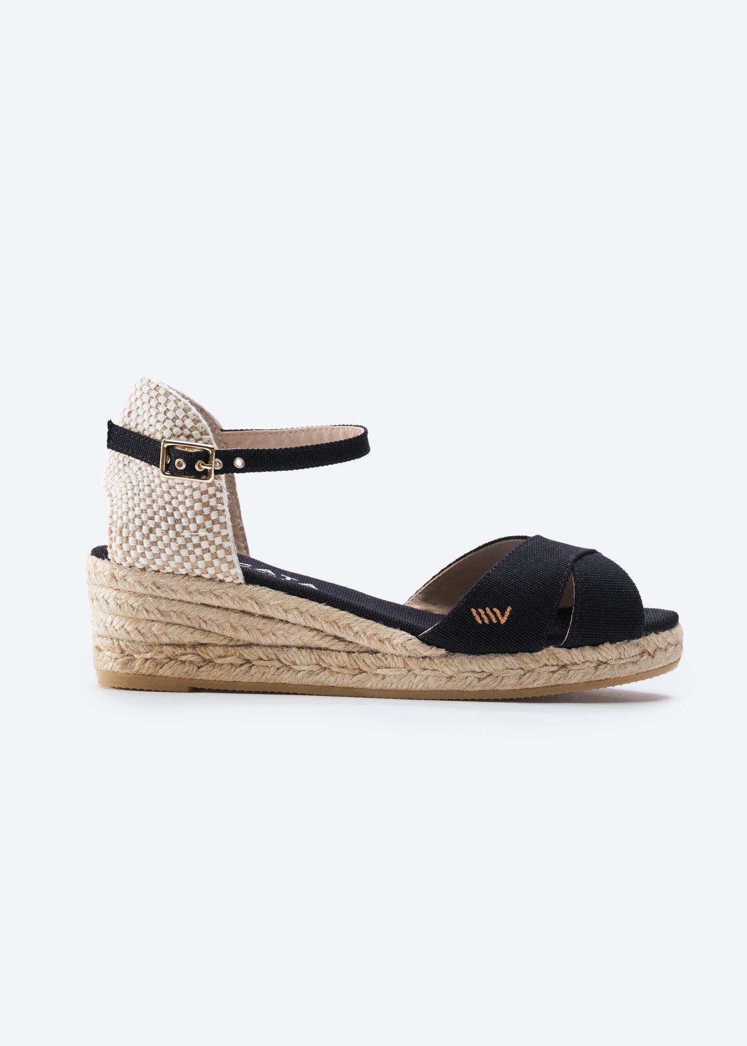 VISCATA Salina Canvas Espadrille Sandal Wedges, Main, color, Black