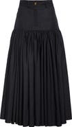 Giambattista Valli Pleated Poplin & Denim Midi Skirt