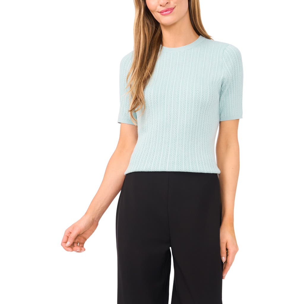 Halogen ® Pointelle Stitch Short Sleeve Sweater
