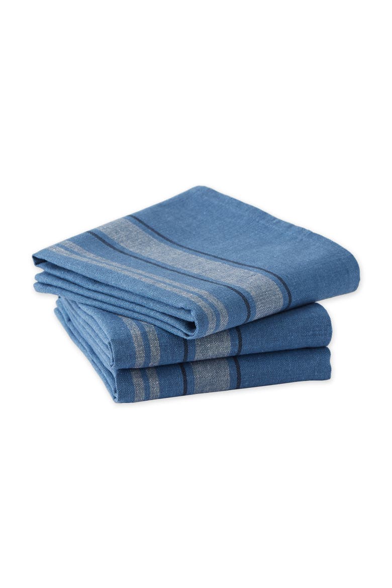 Blue Chambray French Stripe Woven Dishtowel Set/3, Alternate, color, Blue