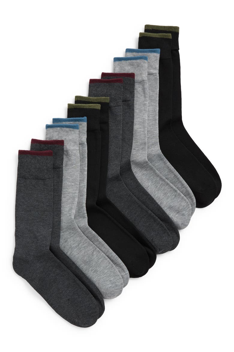 Assorted 6-Pack Crew Socks, Main, color, MEDIUM GREY