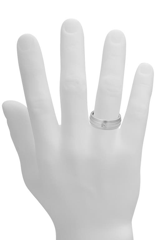 Geoffrey Beene Brushed Stainless Steel Cubic Zirconia Band Ring