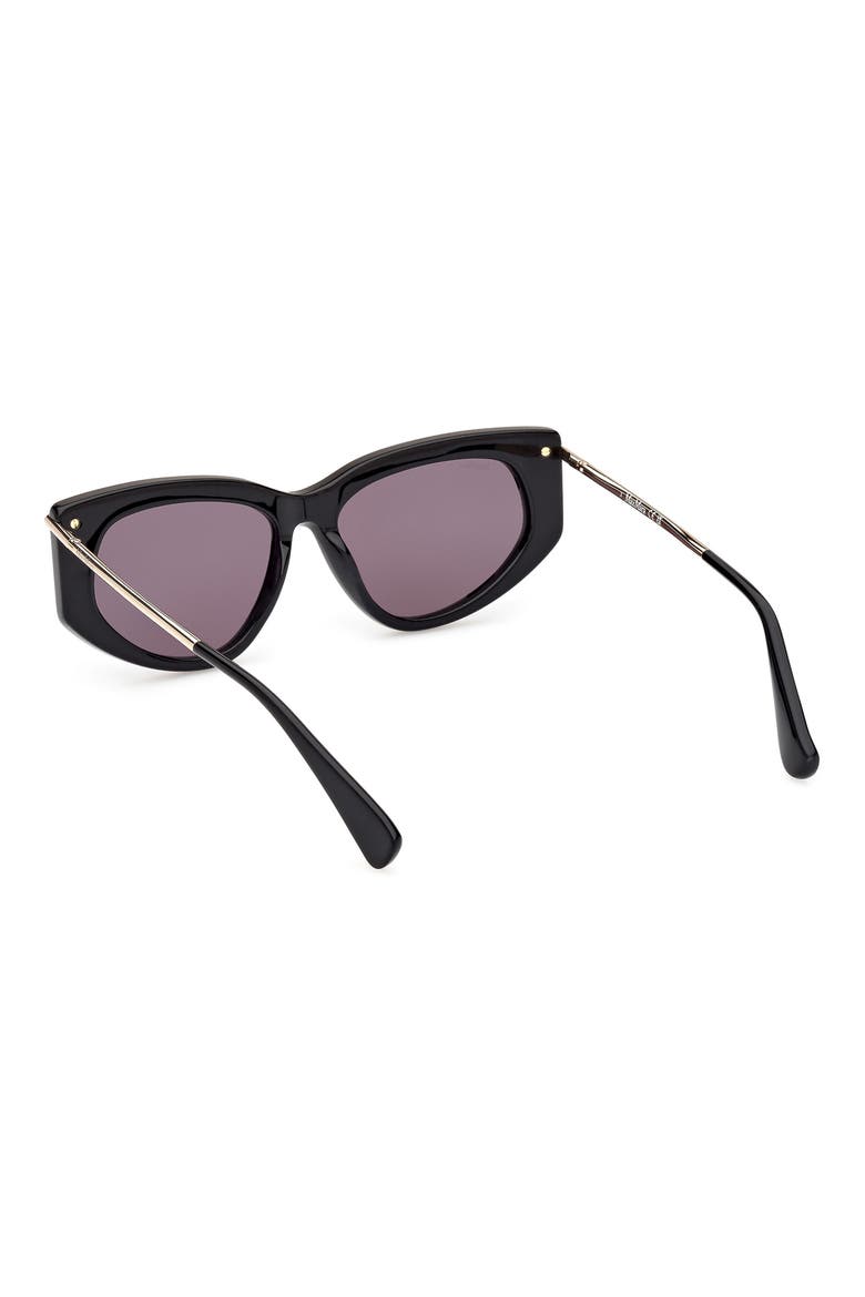 Beth 54mm Polarized Geometric Sunglasses, Alternate, color, SHINY BLACK / SMOKE