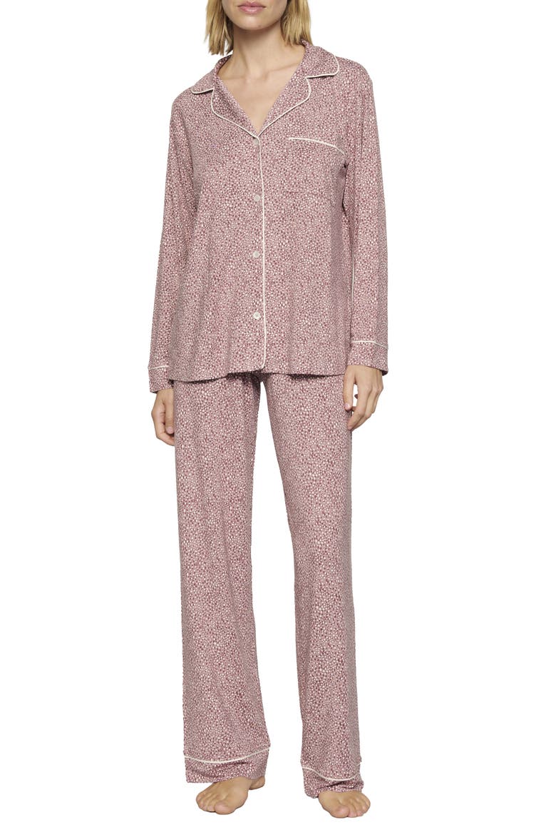 Gisele Printed Long Pajamas, Main, color, ANIMAL INSTINCT WOOD