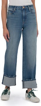 KUT from the Kloth Sienna Cuffed High Waist Wide Leg Jeans