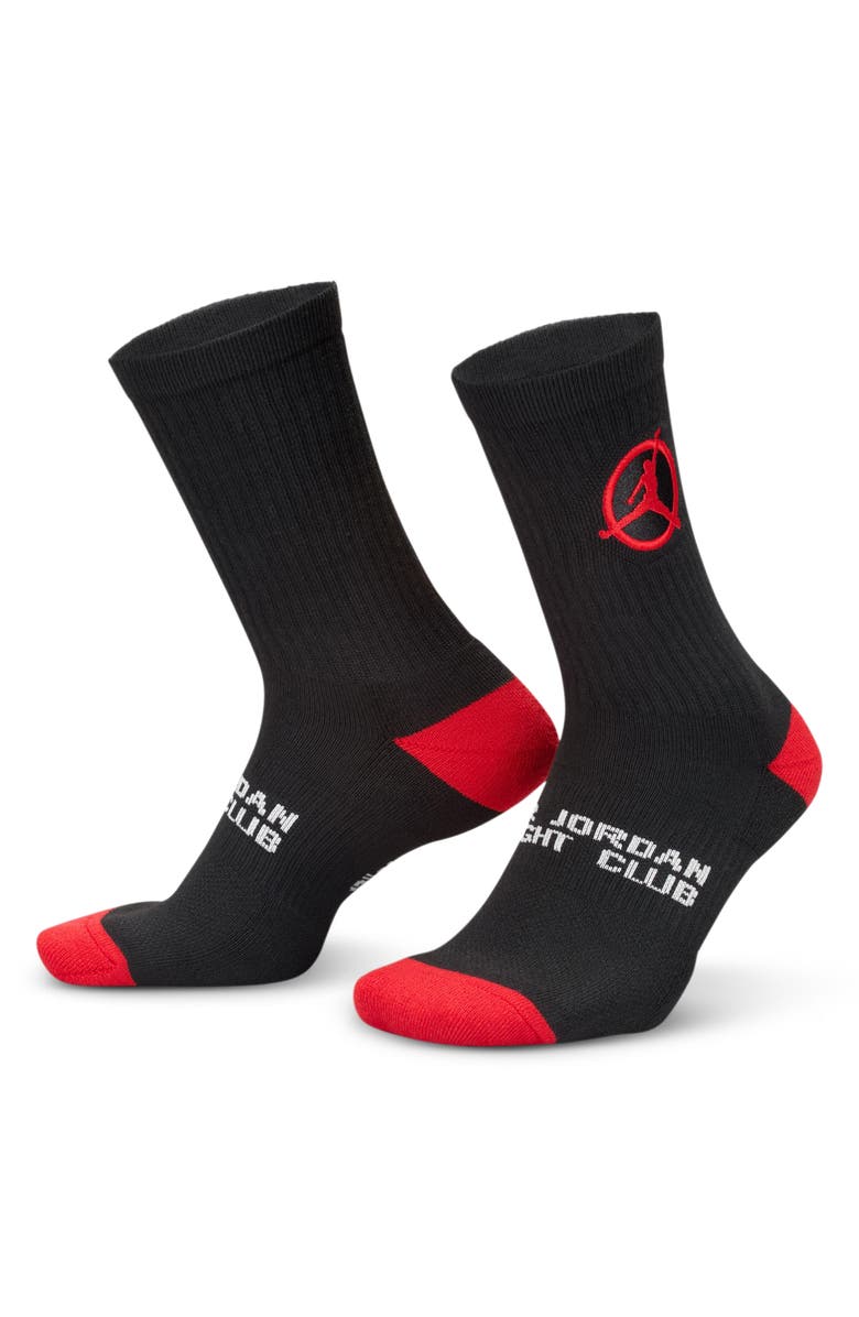 Jordan Cushioned Crew Socks, Alternate, color, Black/ University Red/ Red
