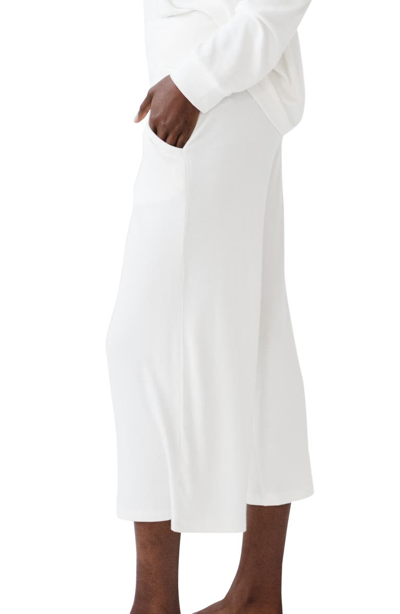 Cozy Earth Wide Leg Rib Pajama Pants, Alternate, color, Ivory
