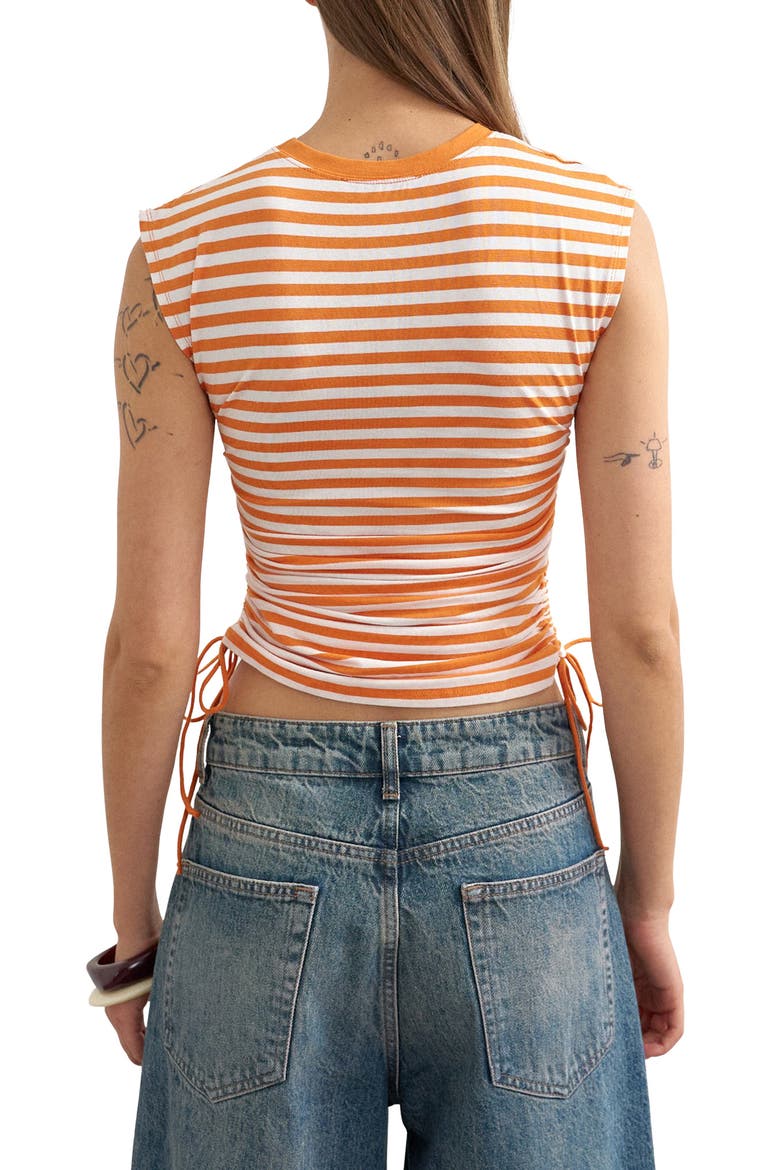 Stripe Ruched Jersey Top, Alternate, color, ORANGE