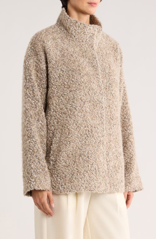 Eileen Fisher Alpaca & Wool Blend Faux Shearling Short Coat In Brown