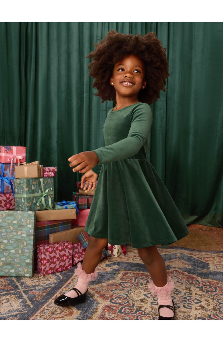 Tea Collection Velour Ballet Dress, Alternate, color, Pineneedle