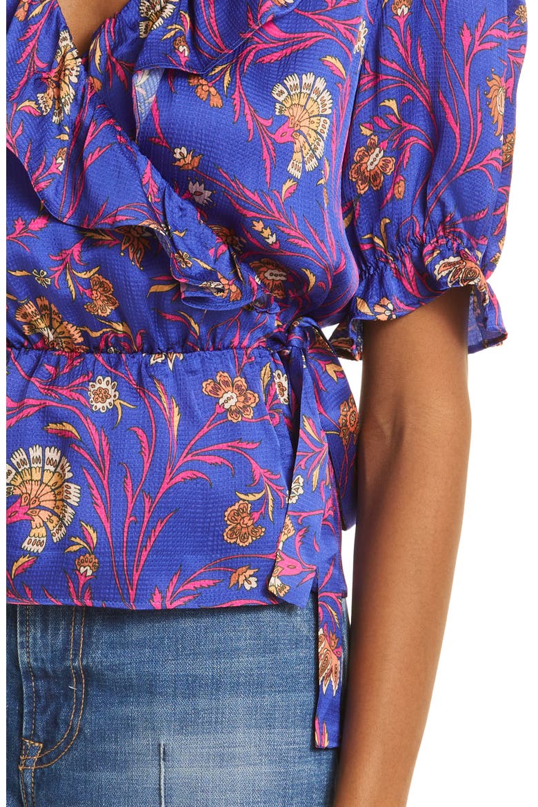 Chella Puff Sleeve Peplum Top, Alternate, color, BLEU