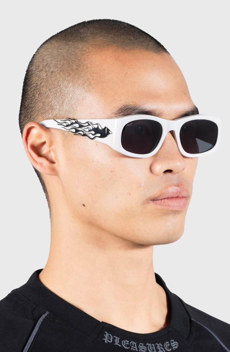 PLEASURES x Akila Eazy 55mm Rectangular Sunglasses, Alternate, color, Moon Rock