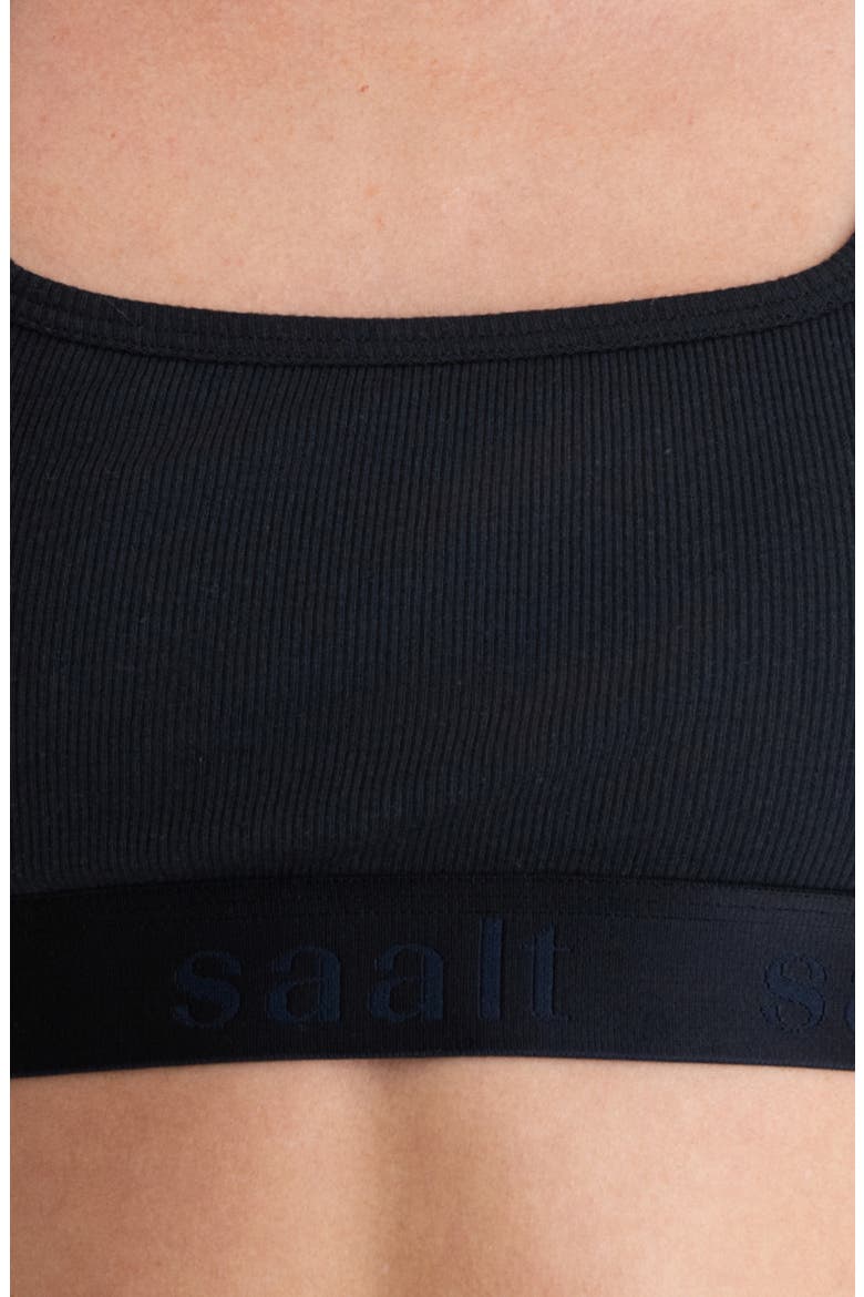 Square Neck Rib Cotton Blend Bralette, Alternate, color, VOLCANIC BLACK