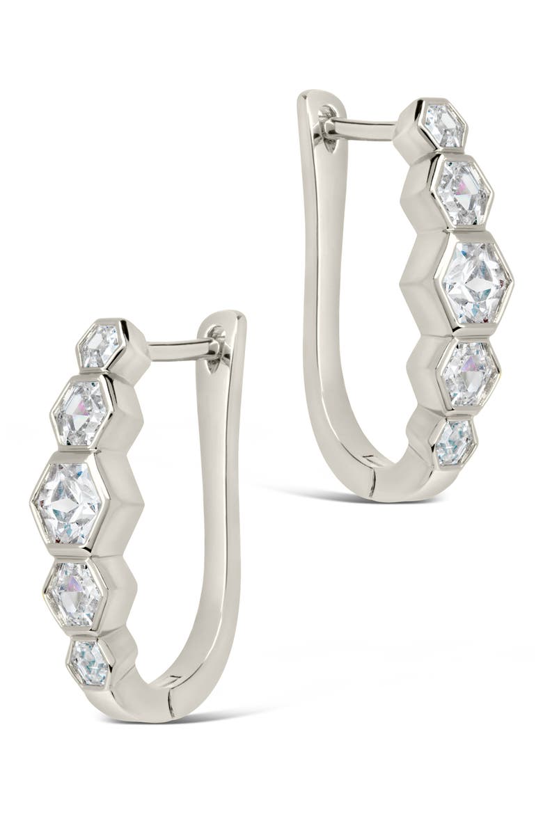 Gia CZ Latch Hoop Earrings, Alternate, color, SILVER
