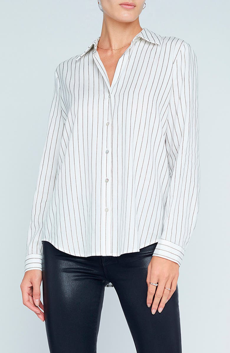 L'AGENCE Nina Stripe Button-Up Shirt, Main, color, 