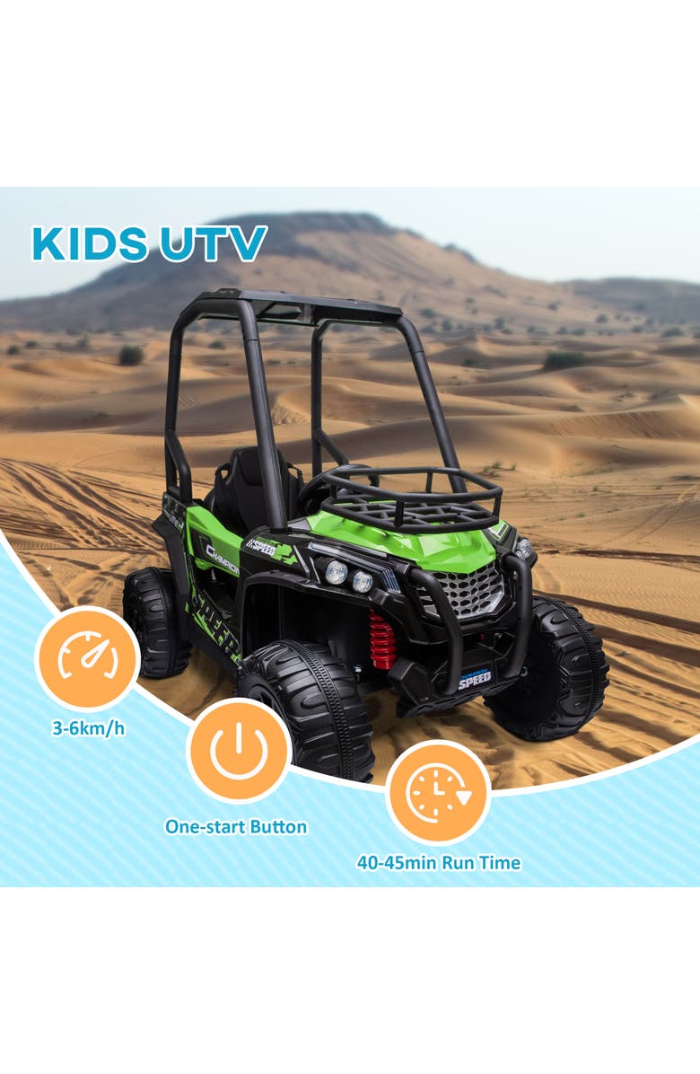 Aosom 12V Kids UTV with Remote Control, Suspension System, Alternate, color, Green