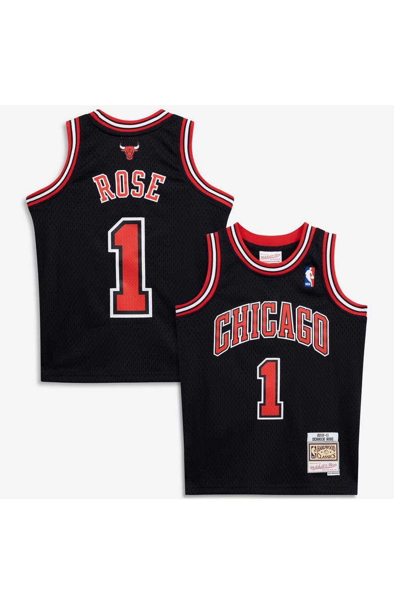 Mitchell & Ness Youth Mitchell & Ness Derrick Rose Black Chicago Bulls 2010/11 Hardwood Classics Swingman Jersey, Main, color, Black