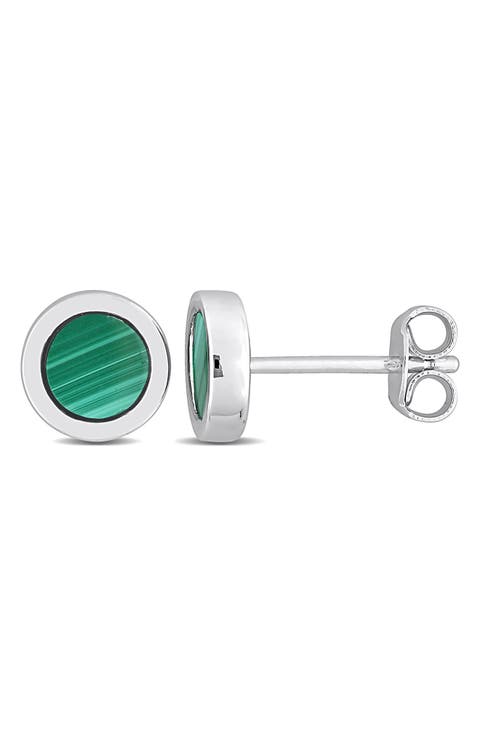 Sterling Silver Malachite Stud Earrings