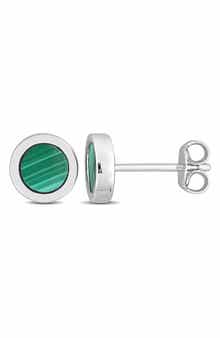 DELMAR Sterling Silver Malachite Stud Earrings