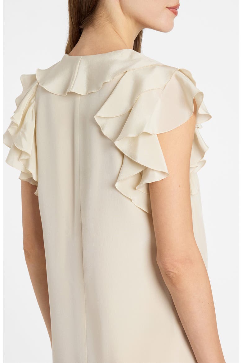 Denise Silk Ruffle Shift Dress, Alternate, color, Beige