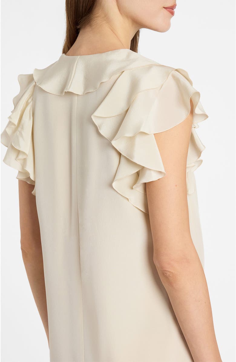 Santorelli Denise Silk Ruffle Shift Dress, Alternate, color, Beige