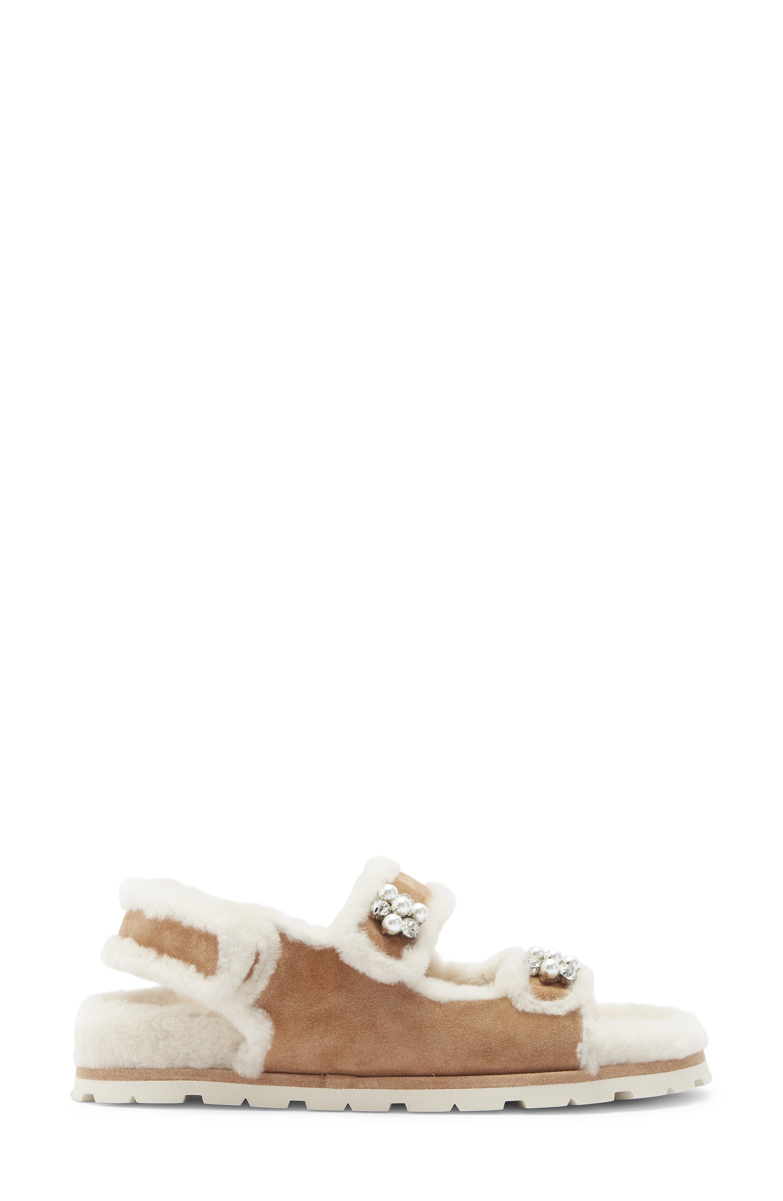 Stuart Weitzman Wynter Genuine Shearling Sandal, Alternate, color, New Camel/ Cream