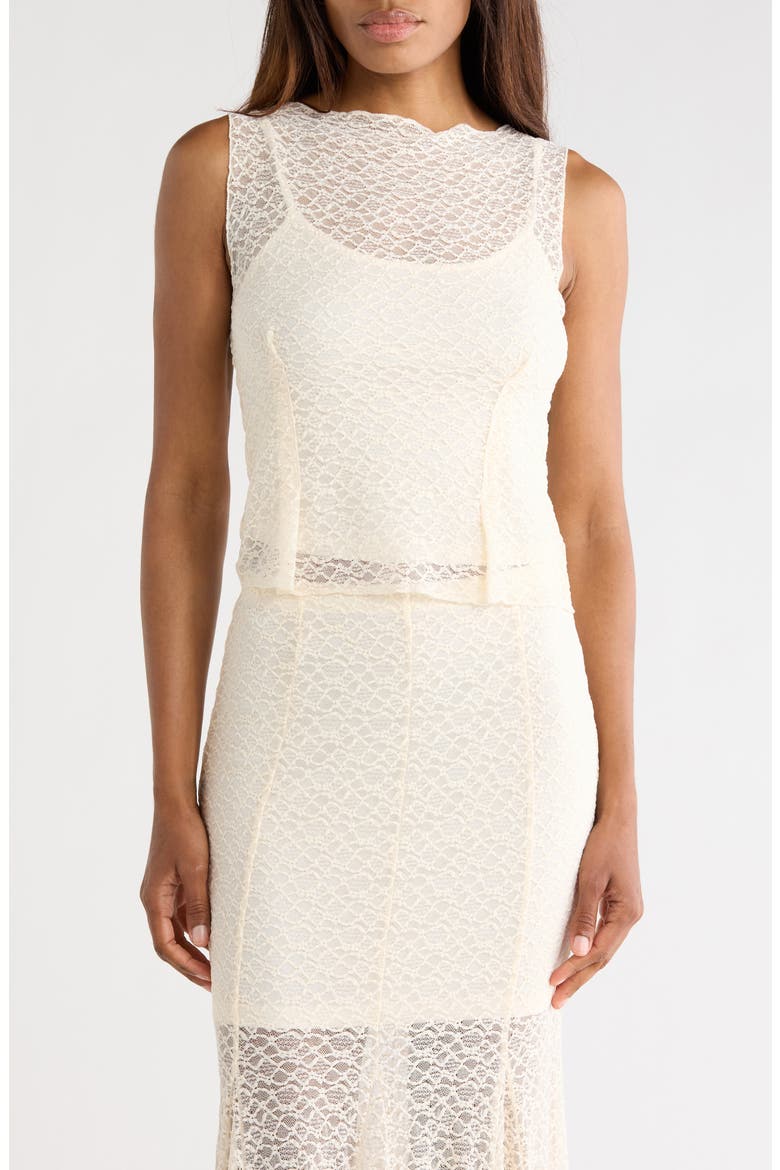 Lace Sleeveless Tank, Main, color, IVORY