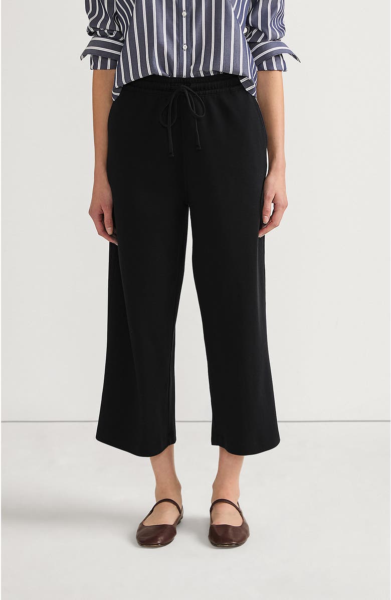 Lands' End Sport Knit Pull On Drawstring Wide Leg Crop Pants, Main, color, Black