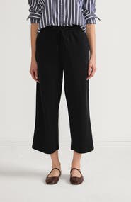 Lands' End Sport Knit Pull On Drawstring Wide Leg Crop Pants