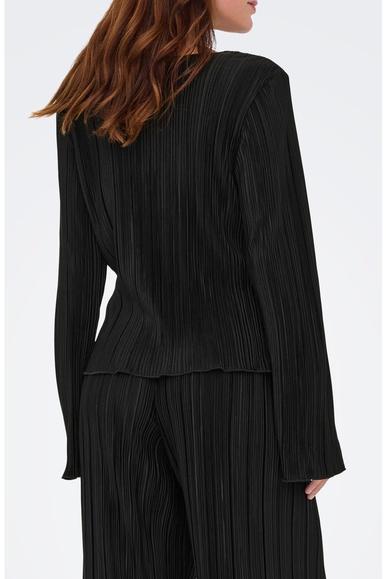 Pery Long Sleeve Plissé Top, Alternate, color, BLACK