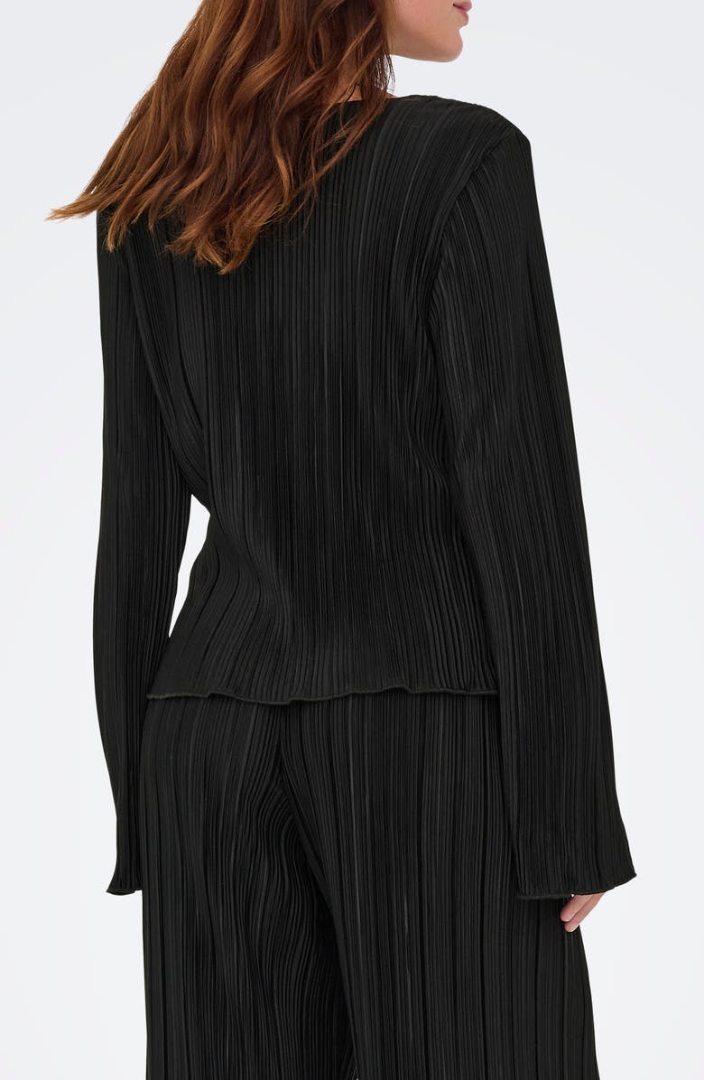 Only Pery Long Sleeve Plissé Top, Alternate, color, Black