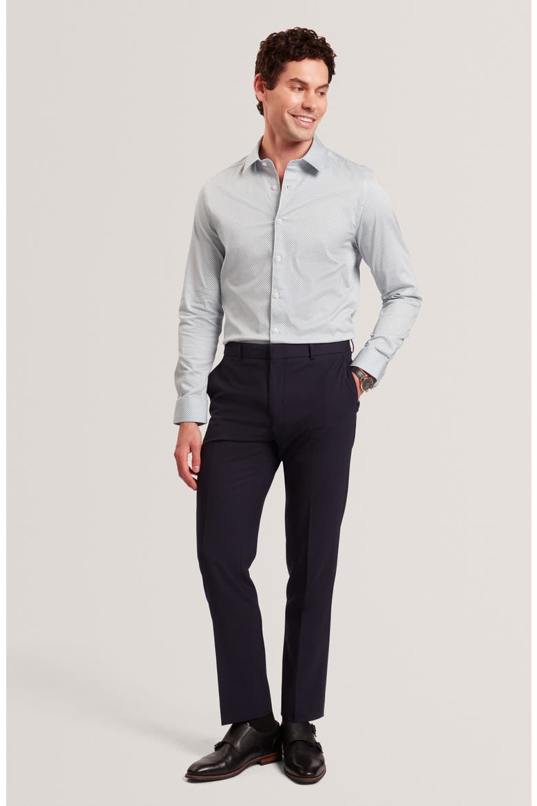 Olweno Slim Fit Microprint Stretch Cotton Button-Up Shirt, Alternate, color, LIGHT BLUE