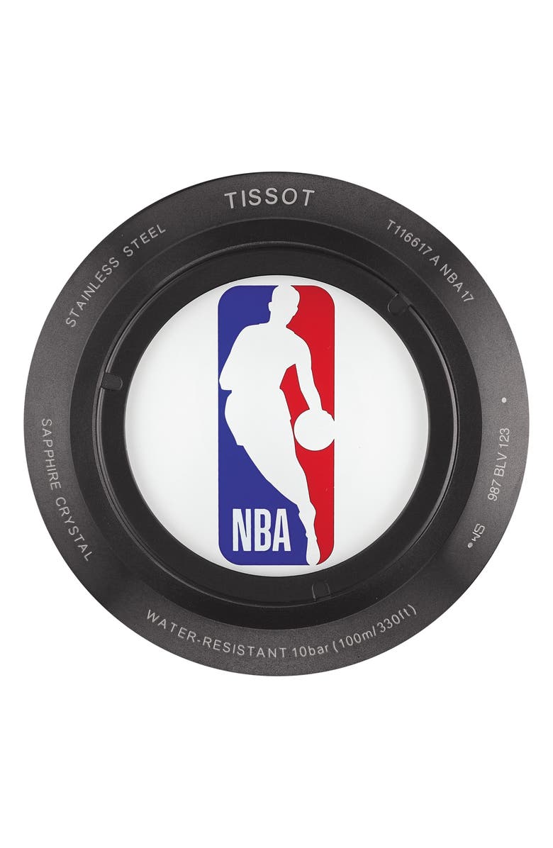 Tissot Chrono XL NBA Leather Strap Watch, 45mm, Alternate, color, 