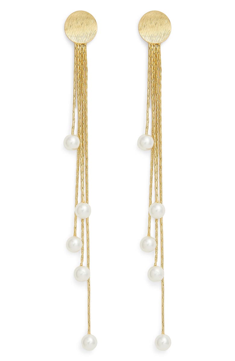 Petit Moments Rowan Imitation Pearl Linear Drop Earrings, Main, color, 