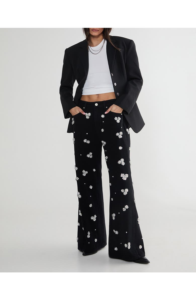 NASTY GAL Limited Embellished Flower Applique Jean, Alternate, color, Washed Black