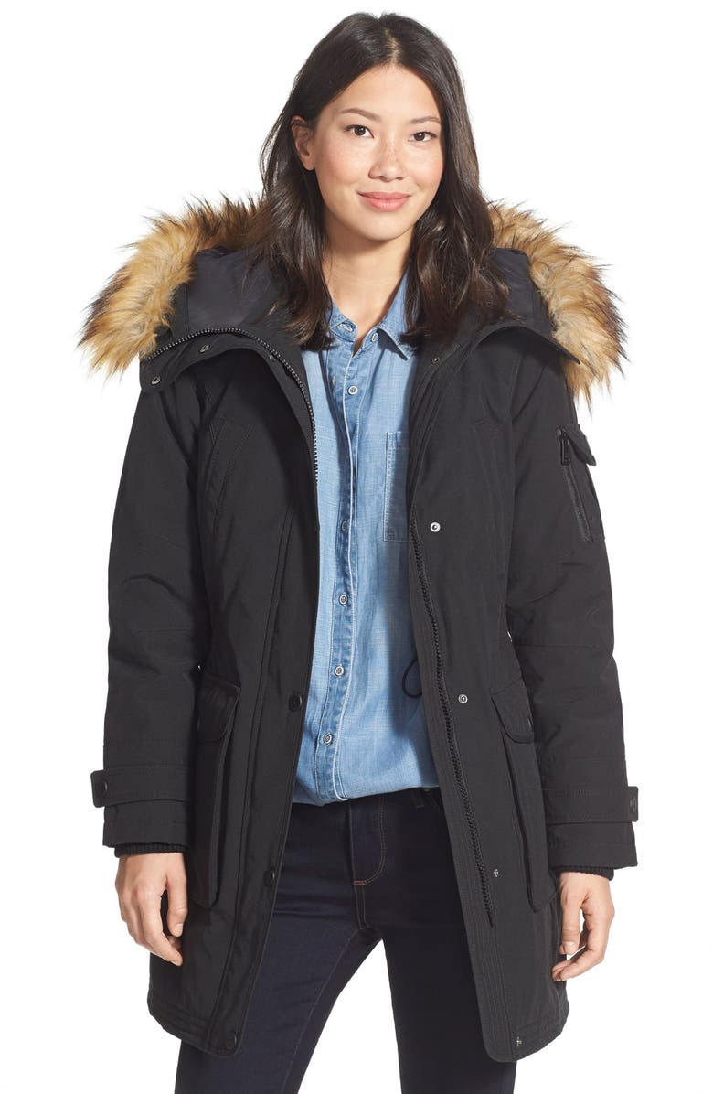 1 Madison 'Expedition' Faux Fur Trim Parka, Main, color, 