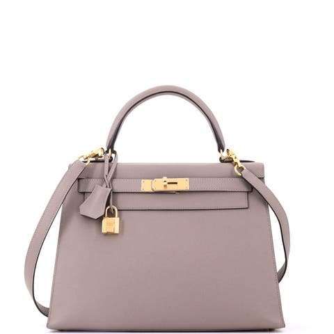 Kelly Handbag Grey Epsom with Gold Hardware 28