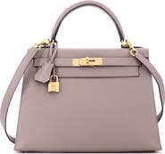 Pre-Owned Hermes Kelly Handbag Grey Epsom with Gold Hardware 28